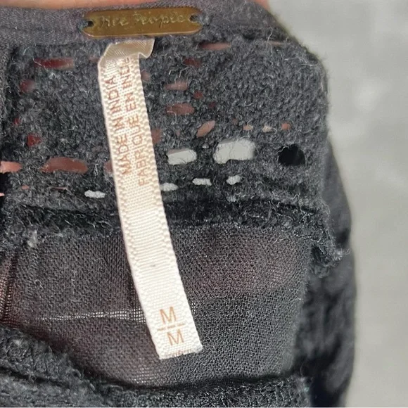 Free People Dress Womens Medium Black Perfectly Victorian Boho Whimsical Girly - Picture 9 of 10